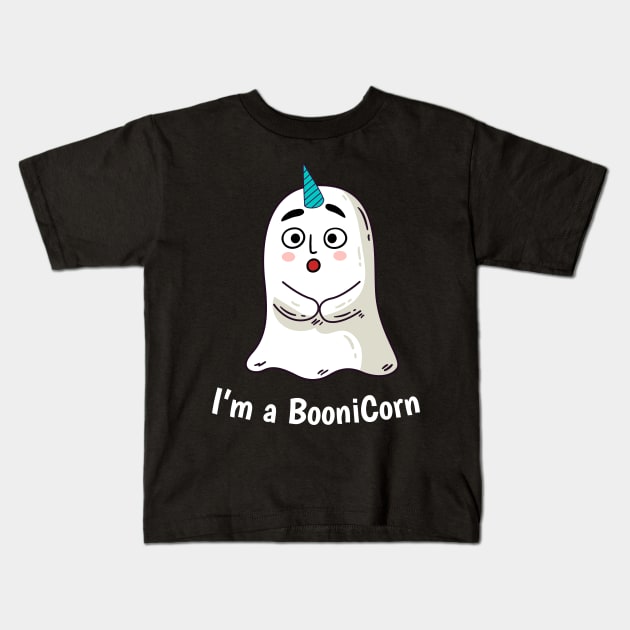 Funny Halloween: Relaxed Boonicorn Unicorn Ghost Kids T-Shirt by heidiki.png
